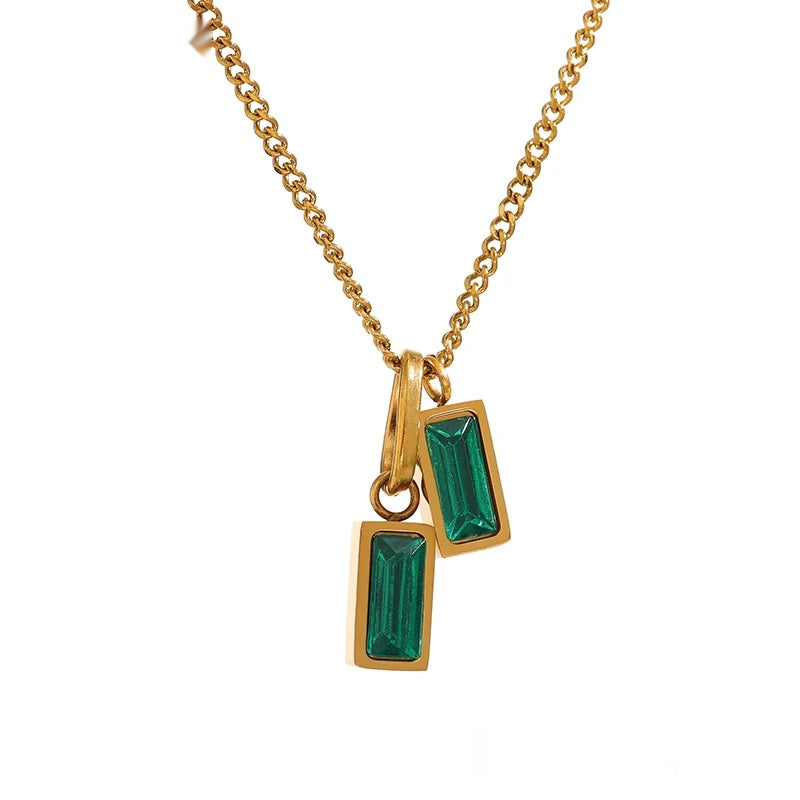 Green cubic zirconia pendant necklace - product image