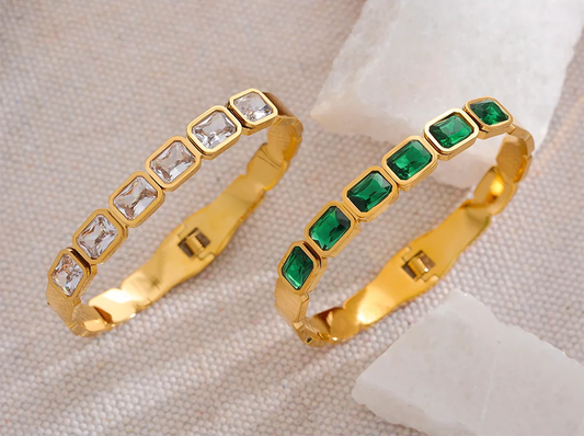 Green white cubic zirconia cuff bracelet women - product image