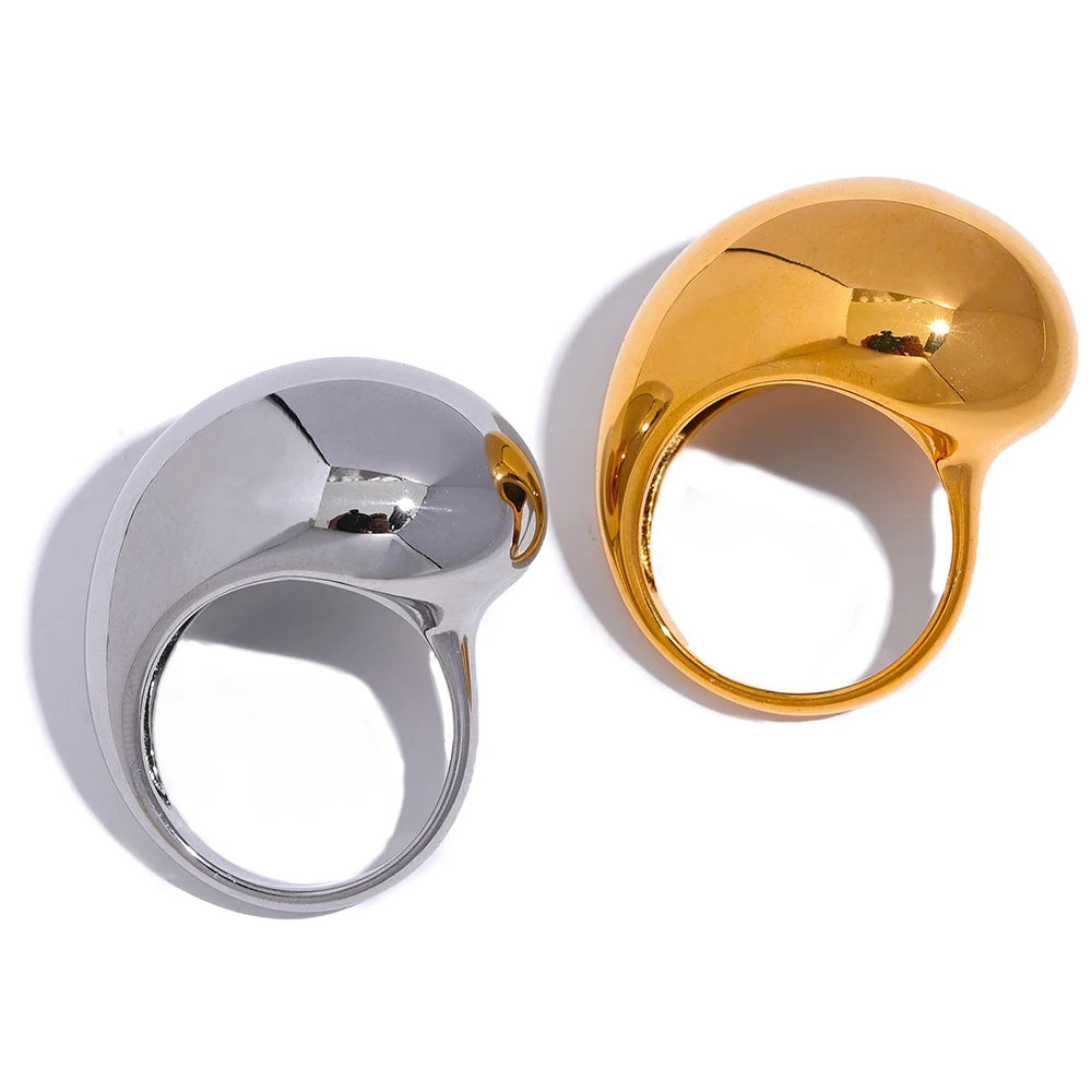 Half empty chunky minimalist gold color ring - product image