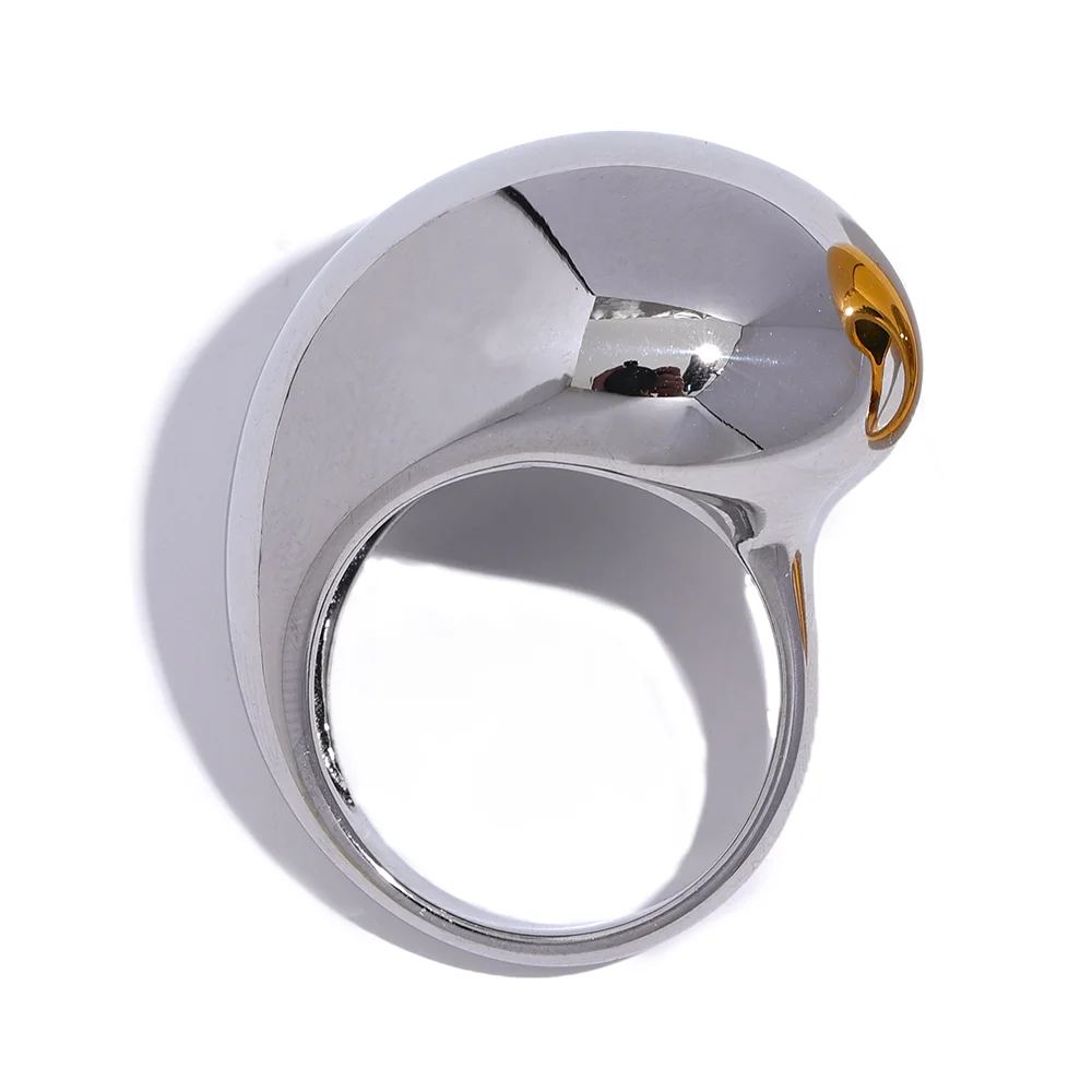 Half empty chunky minimalist gold color ring - product image
