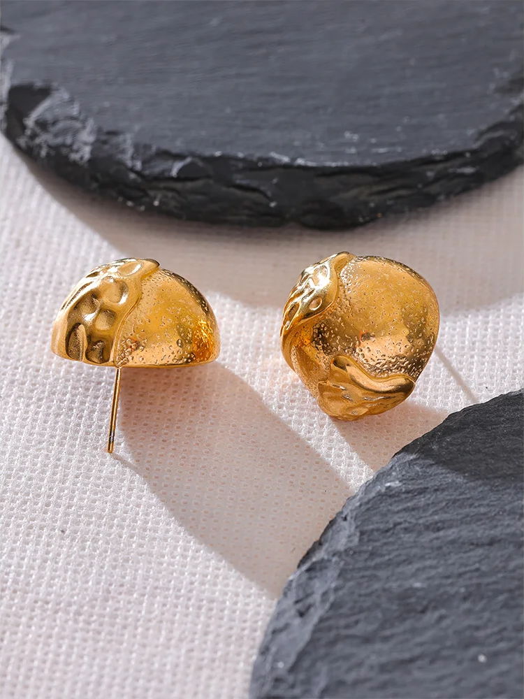 Half round hollow abstract stud earrings - product image