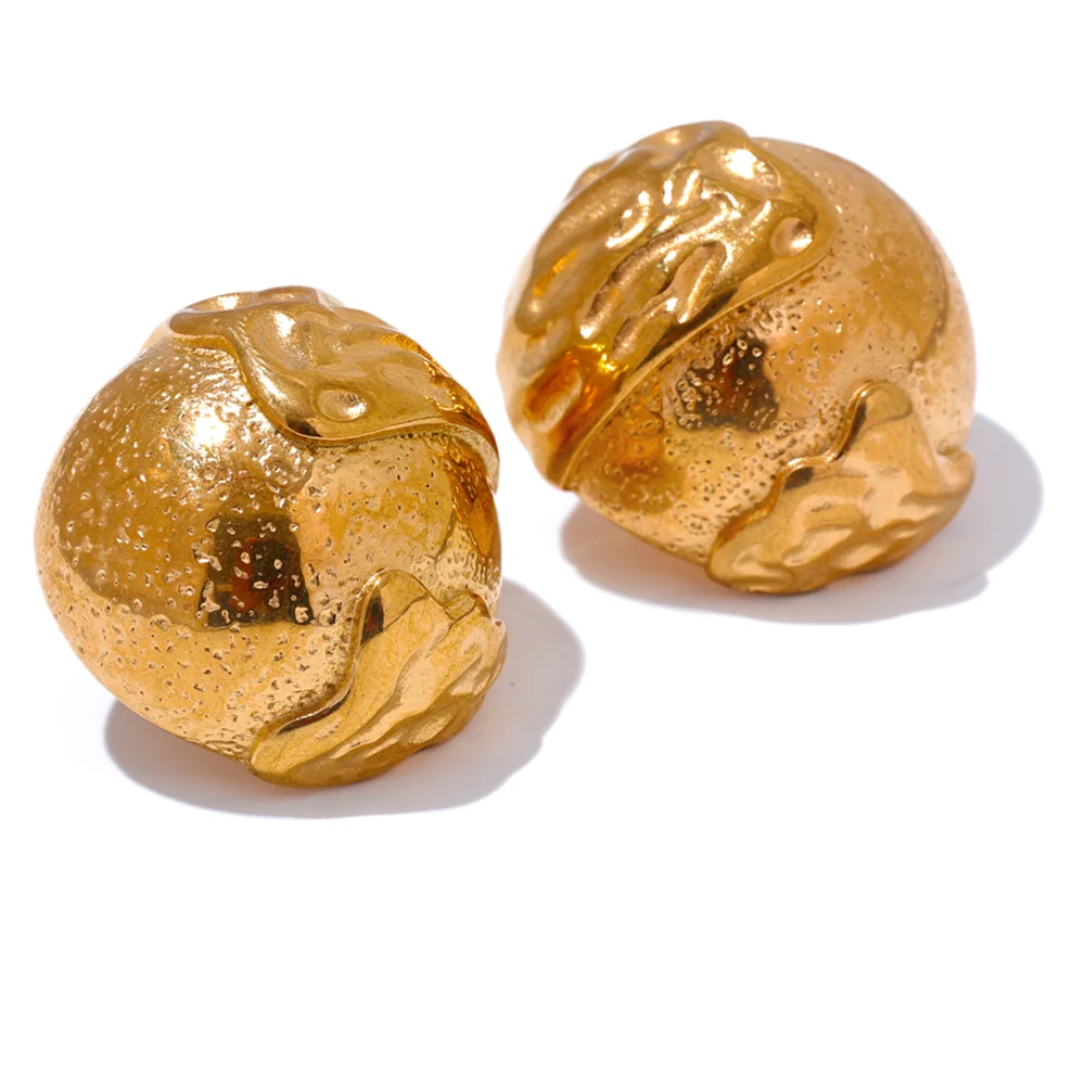 Half round hollow abstract stud earrings - product image