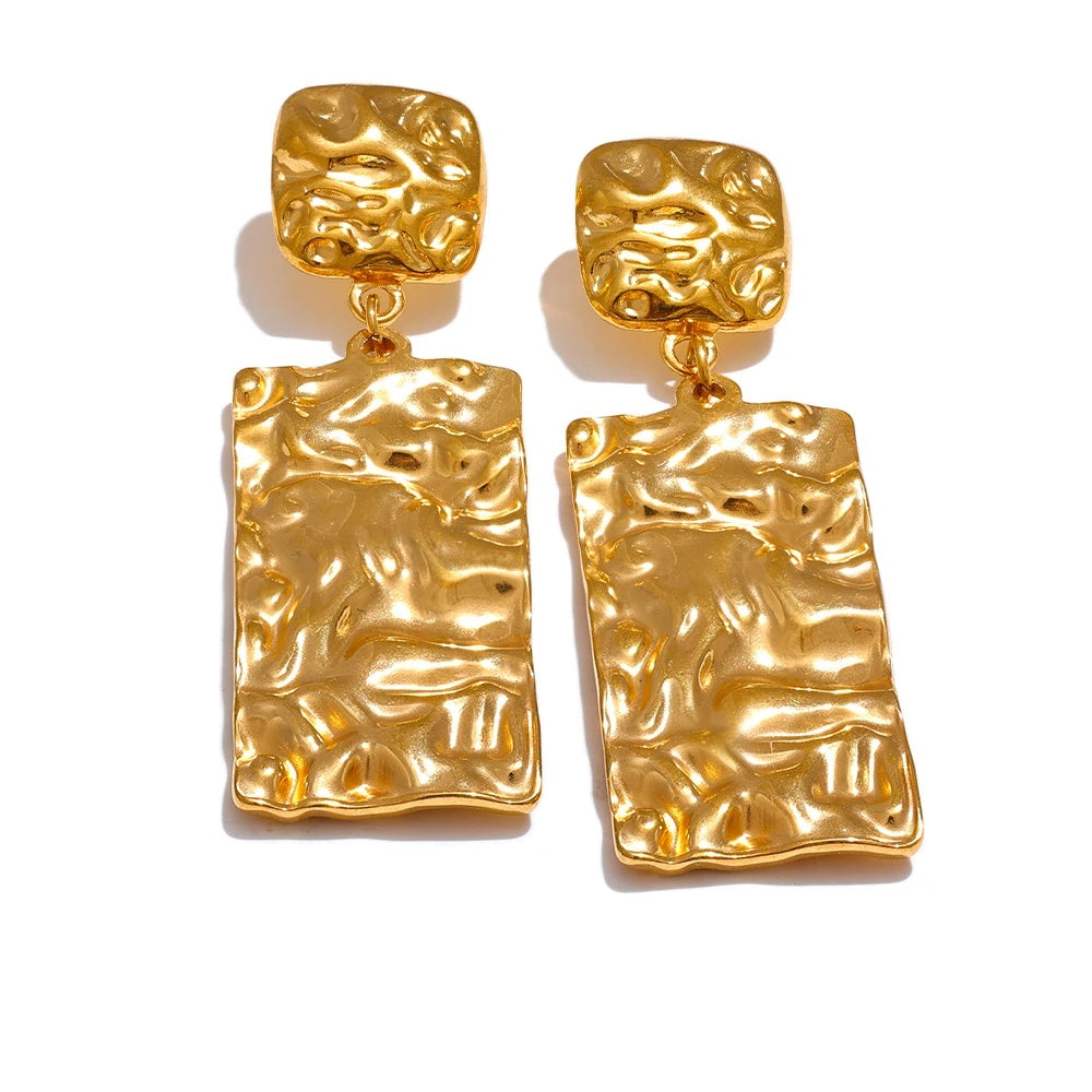 Hammer rectangle dangle drop earrings - product image