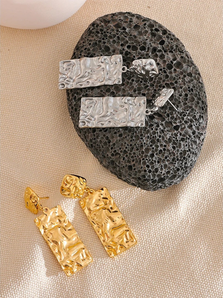 Hammer rectangle dangle drop earrings - product image
