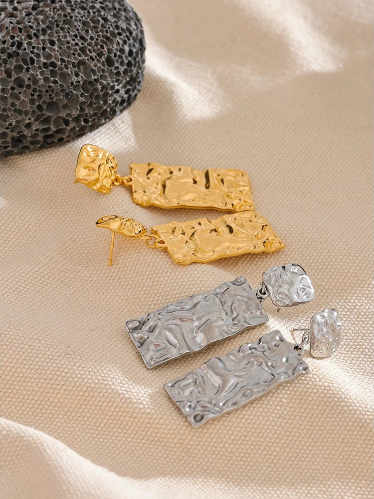 Hammer rectangle dangle drop earrings - product image