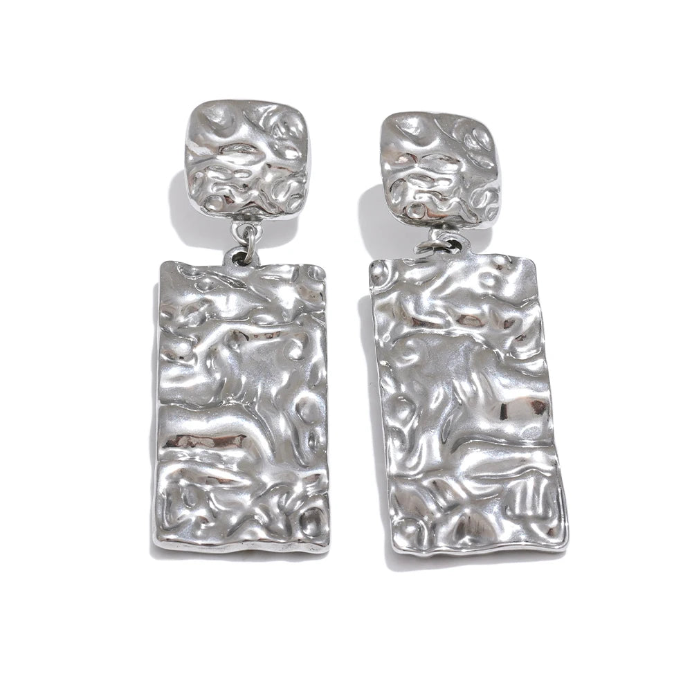 Hammer rectangle dangle drop earrings - product image