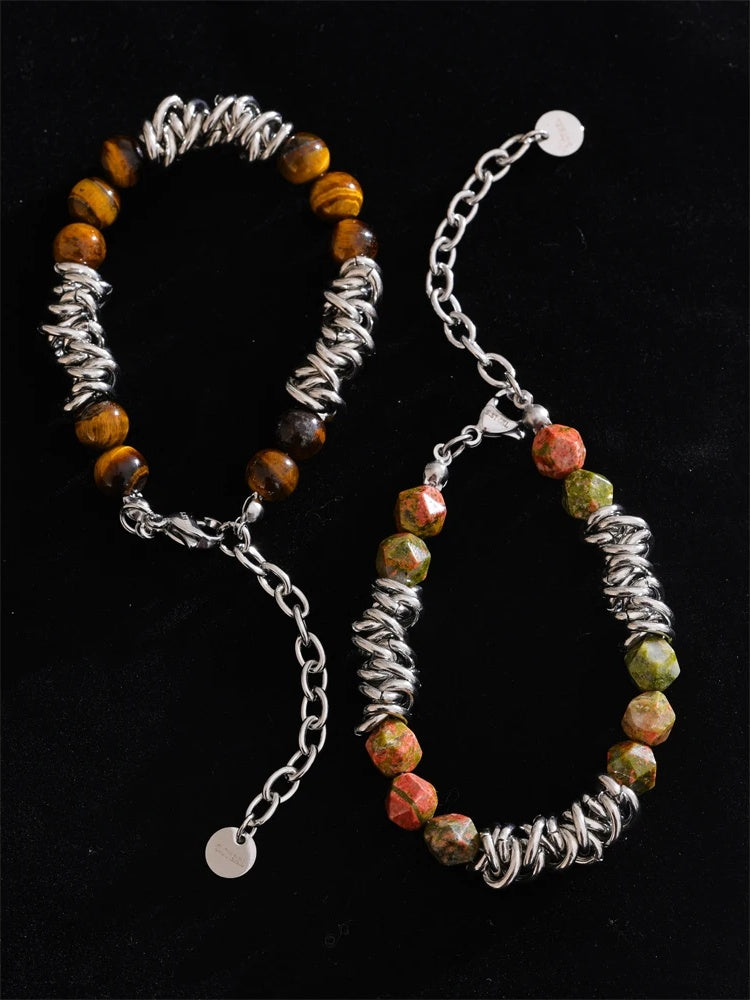 Handmade tiger stone chain men bracelet - product image