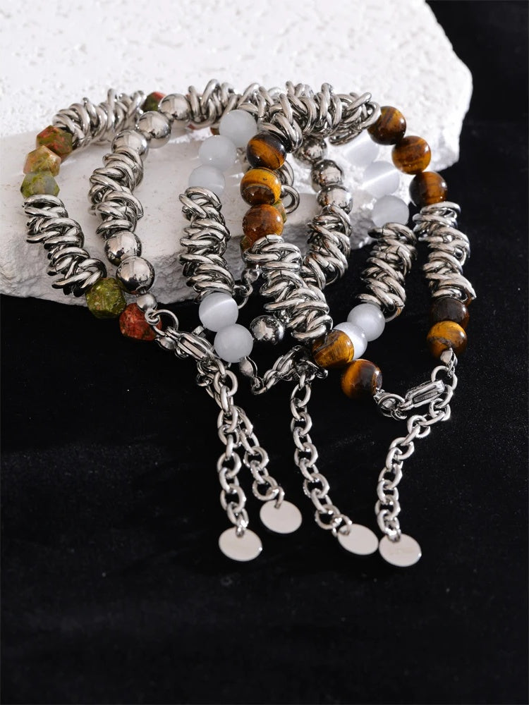 Handmade tiger stone chain men bracelet - product image