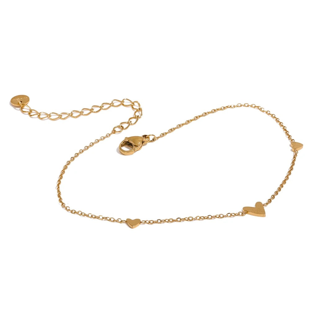 Heart chain anklet gold silver color summer jewelry - product image