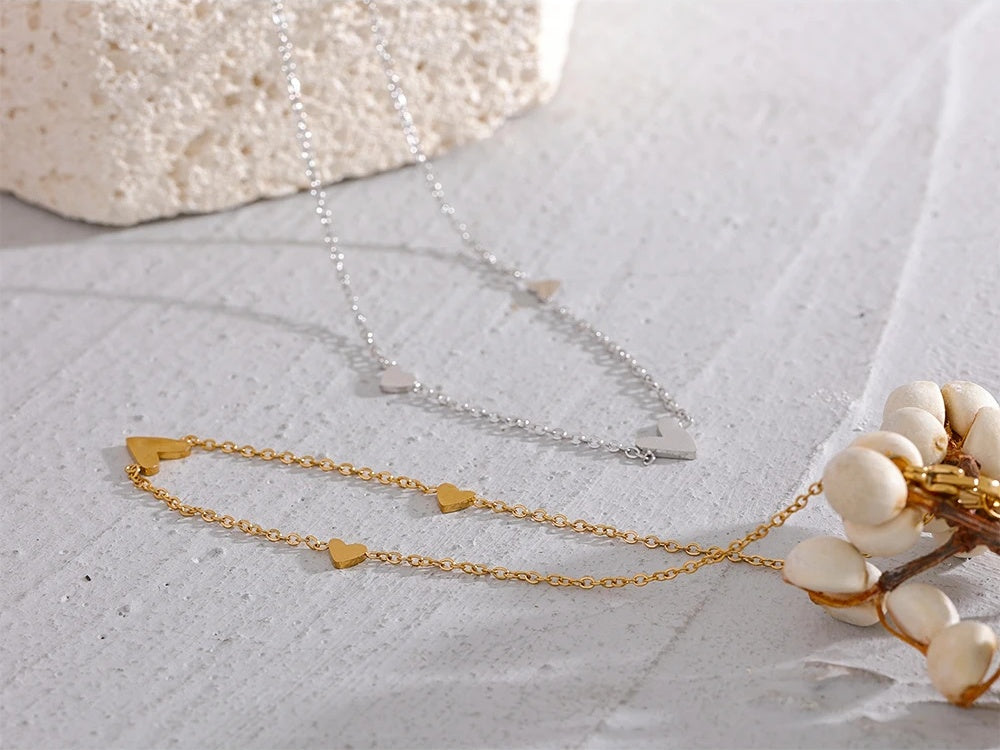 Heart chain anklet gold silver color summer jewelry - product image