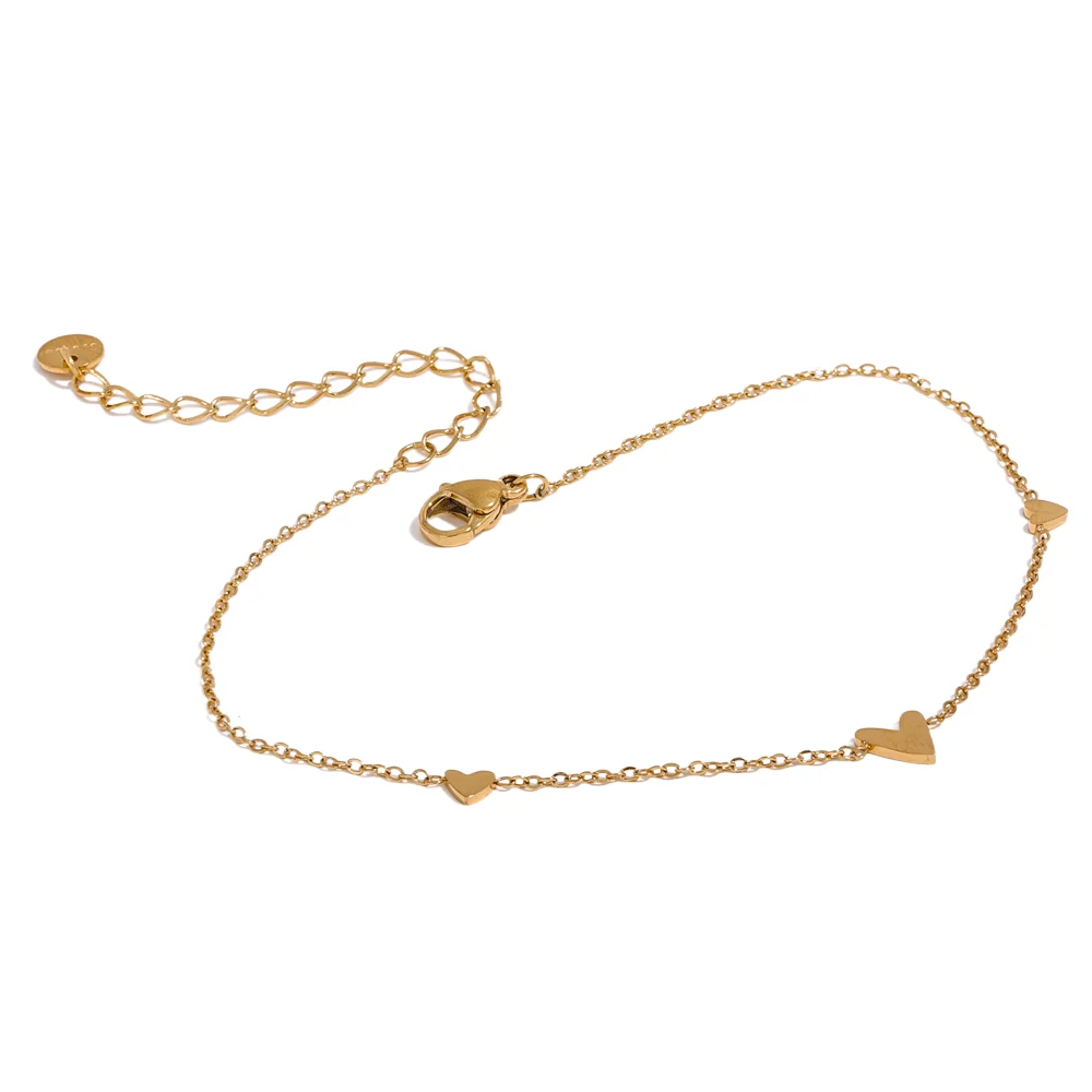 Heart chain anklet gold silver color summer jewelry - product image