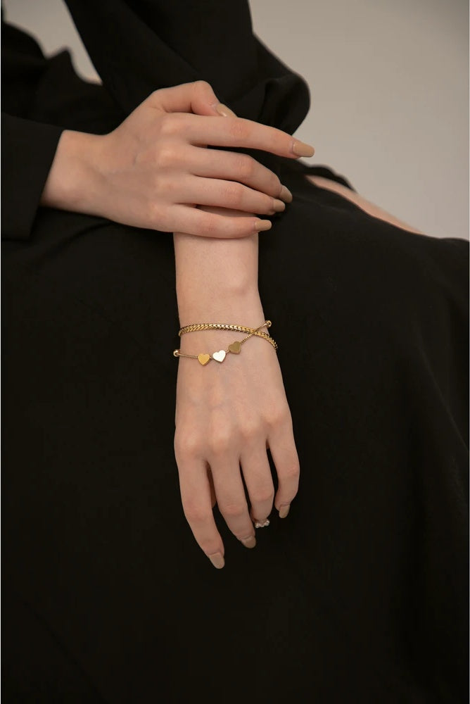 Heart charm snake chain layered bracelet - product image