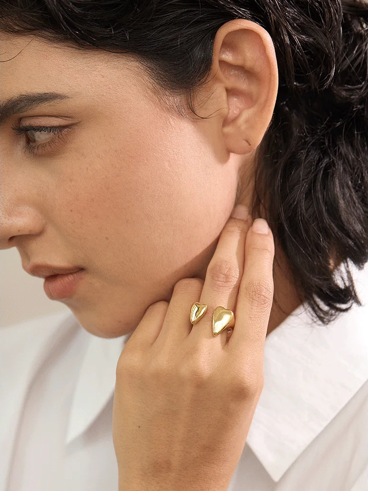 Heart chic open adjustable fashion ring - product image