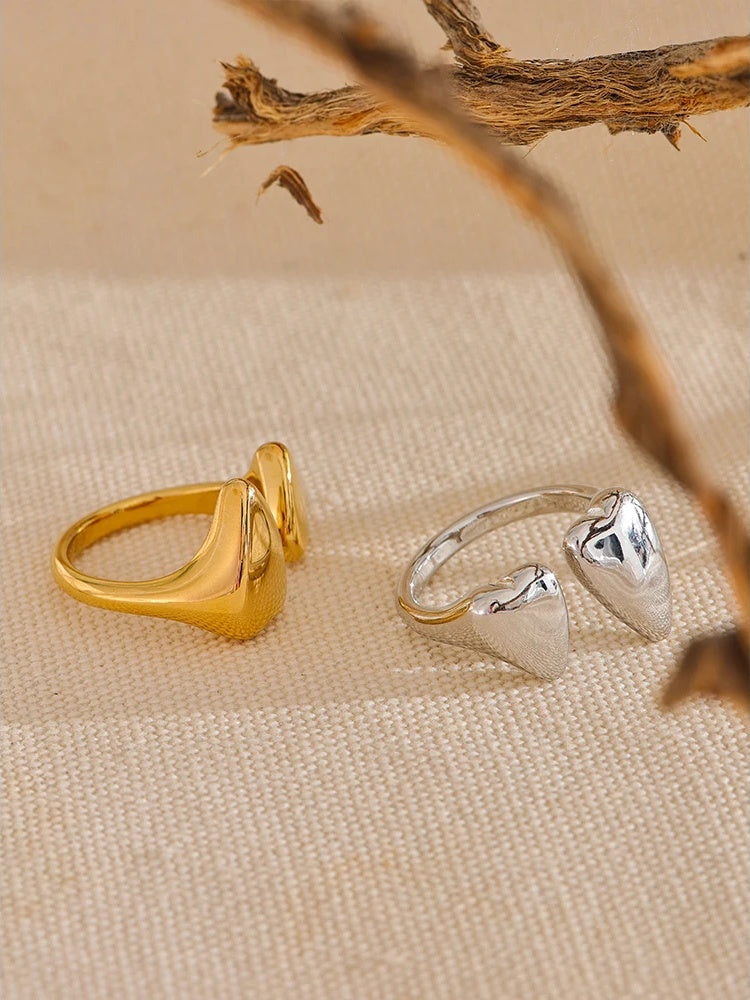 Heart chic open adjustable fashion ring - product image