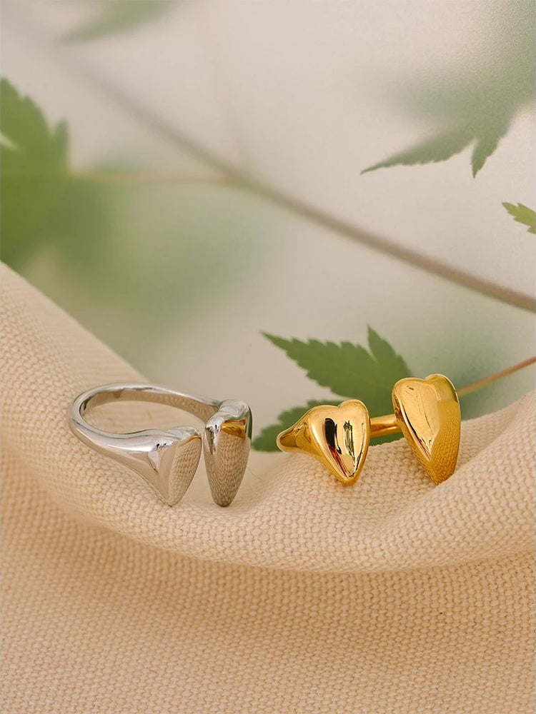 Heart chic open adjustable fashion ring - product image