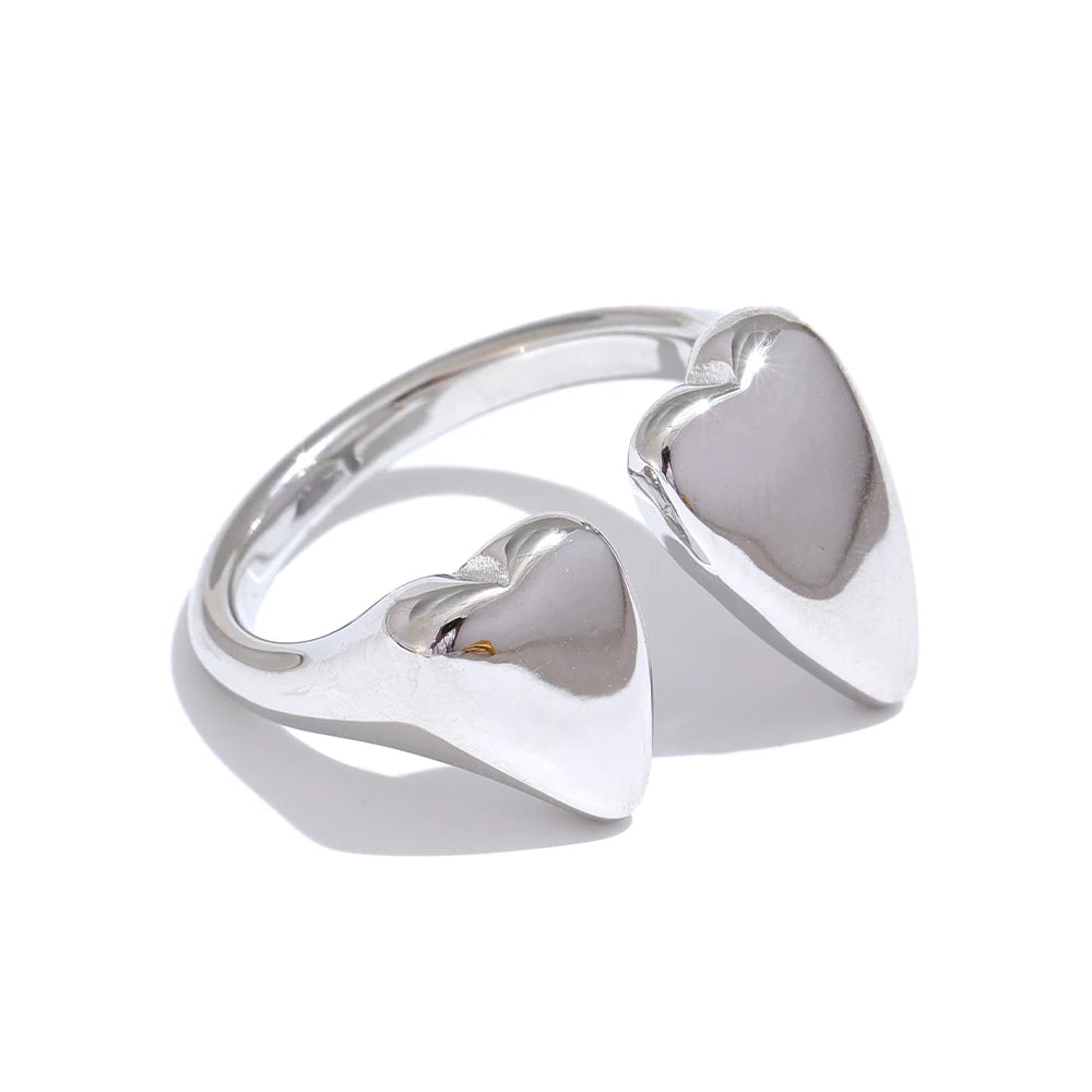 Heart chic open adjustable fashion ring - product image