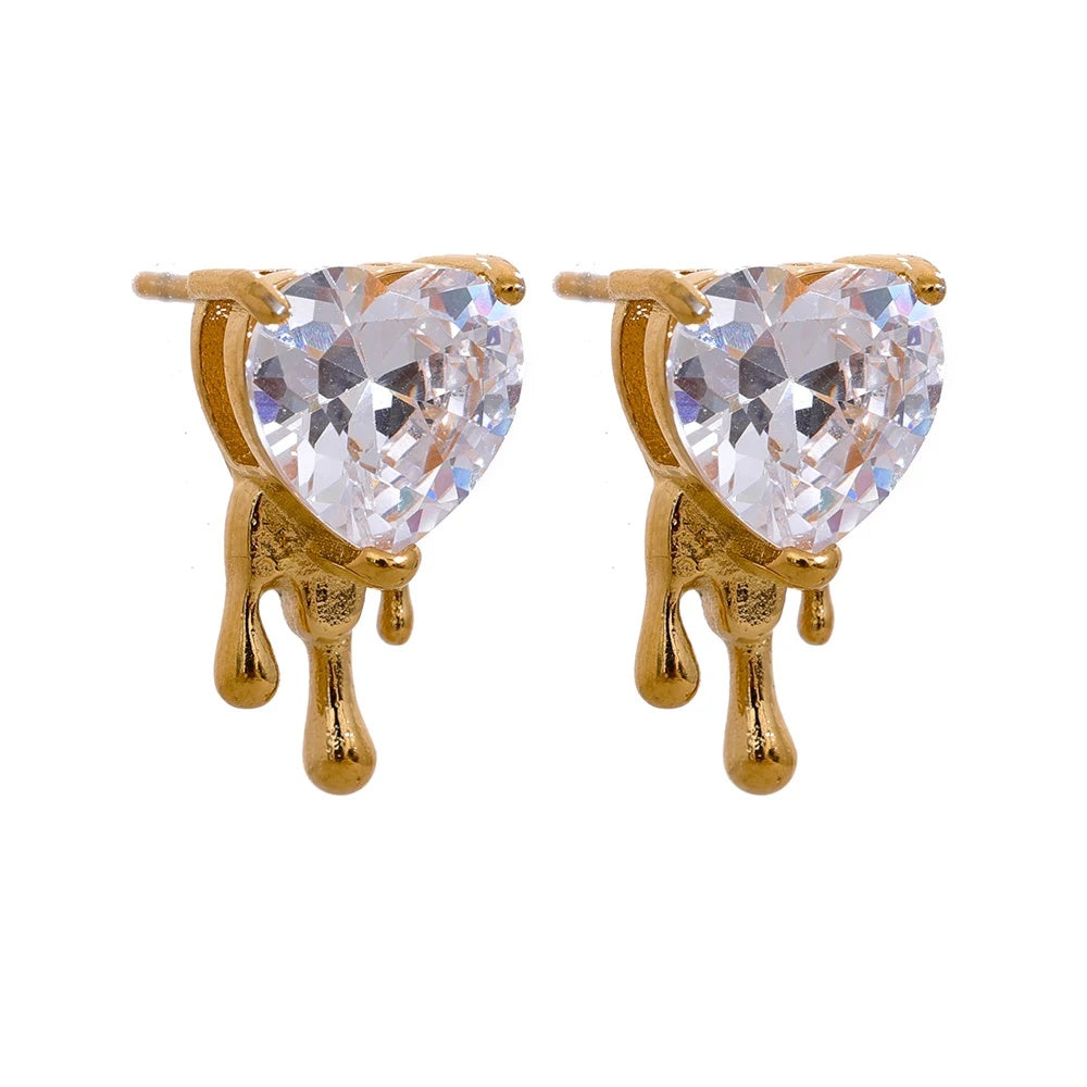 Heart cubic zirconia fashion basic stud earrings - product image