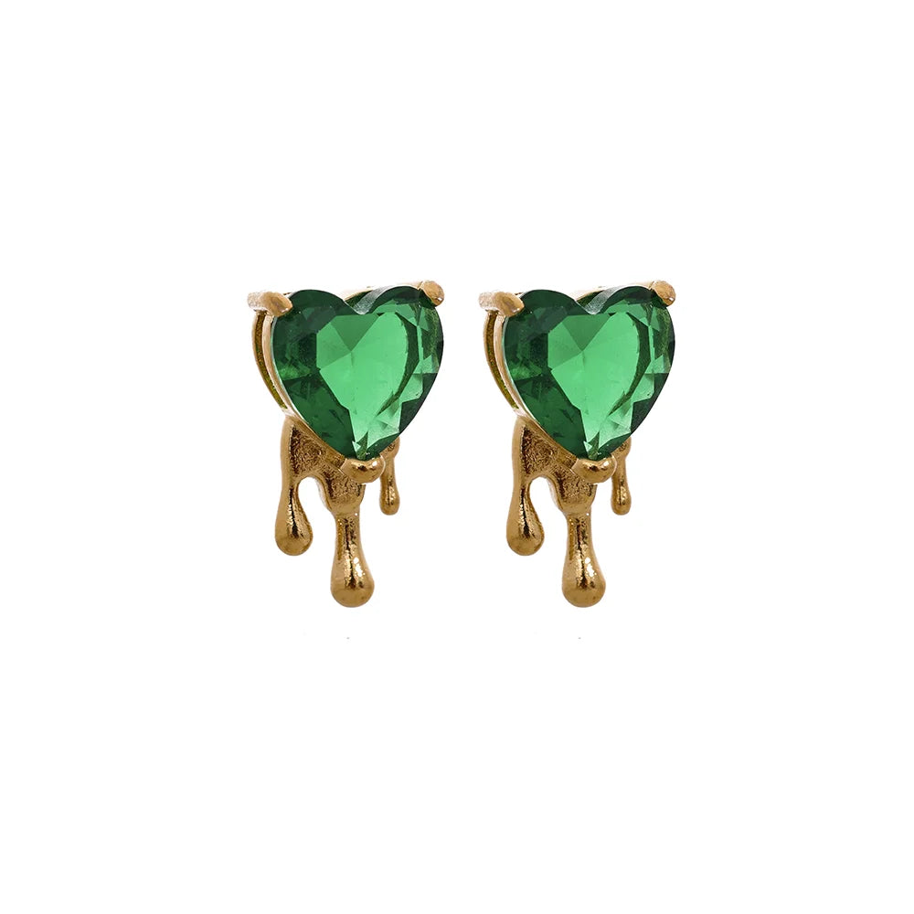 Heart cubic zirconia fashion basic stud earrings - product image