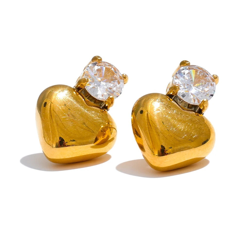 Heart cubic zirconia stud earrings - product image
