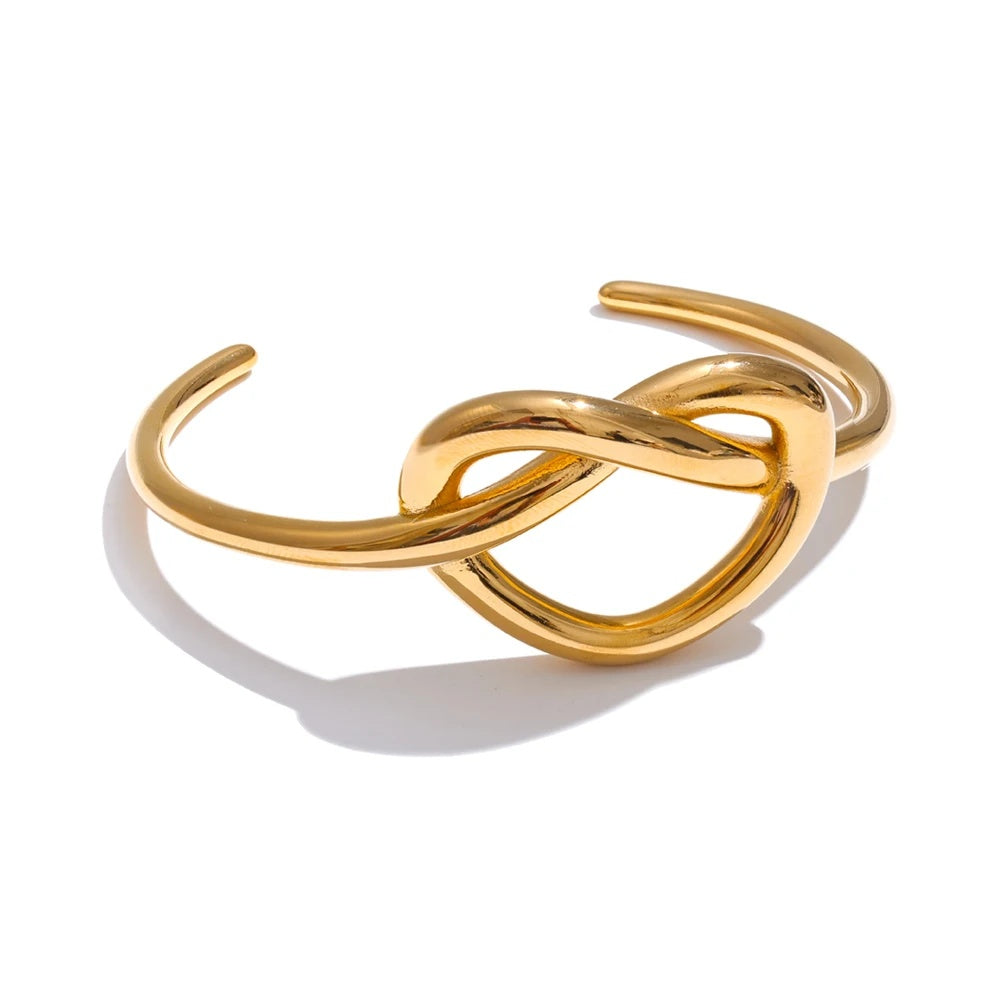 Heart cuff bracelet metal texture bangle - product image