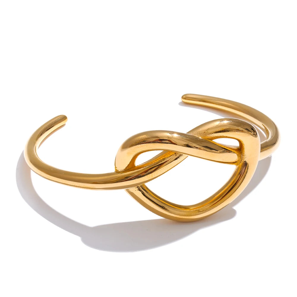 Heart cuff bracelet metal texture bangle - product image