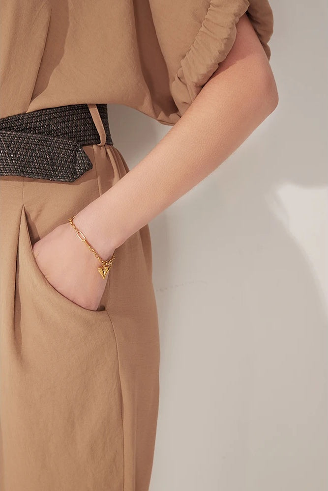 Heart double layered link chain charm bracelet women - product image
