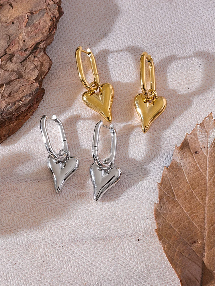 Heart drop water resistant hoop earrings - product image
