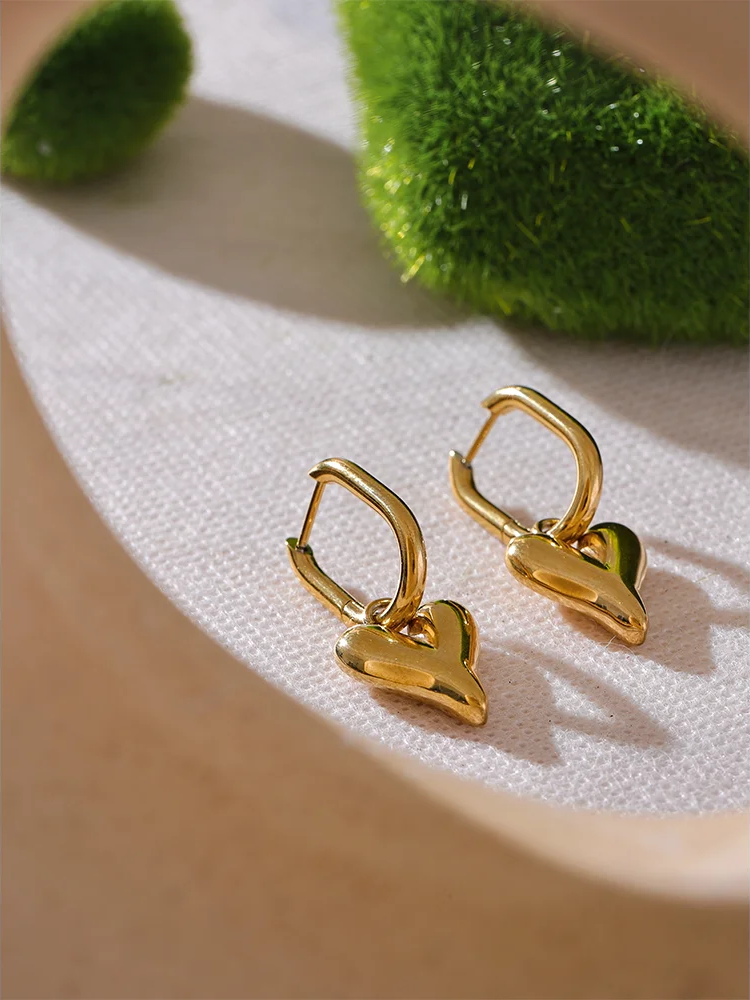 Heart drop water resistant hoop earrings - product image