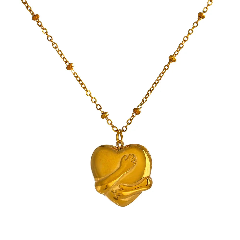 Heart embrace pendant collar necklace women - product image