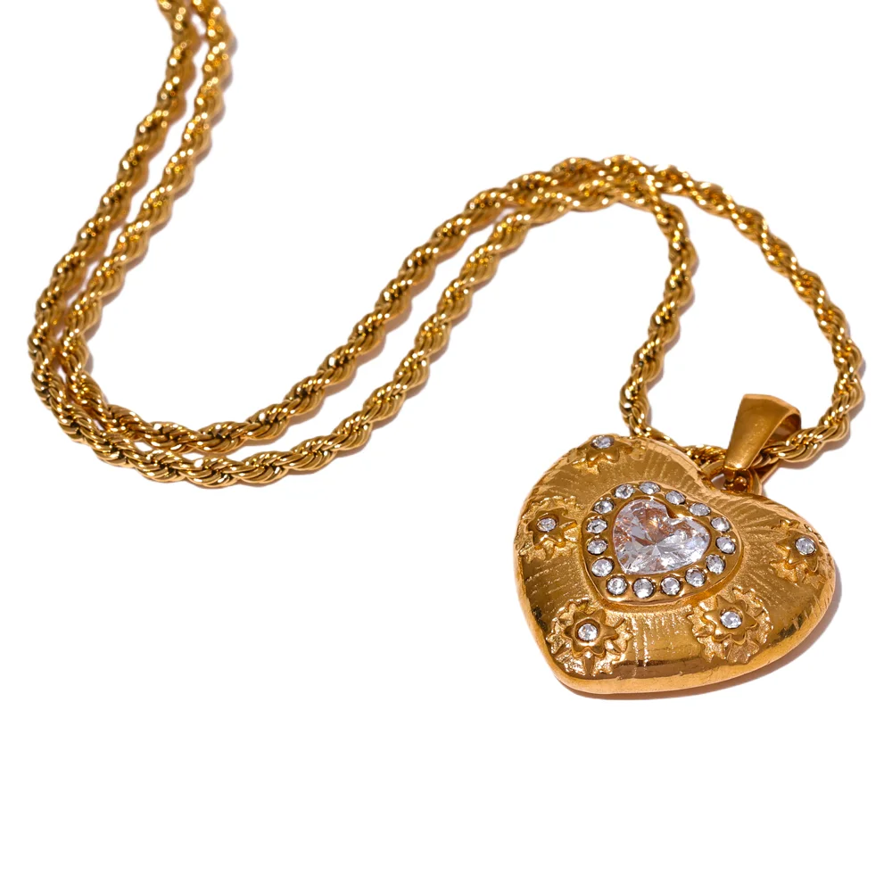 Heart love cz pendant necklace cubic zirconia - product image