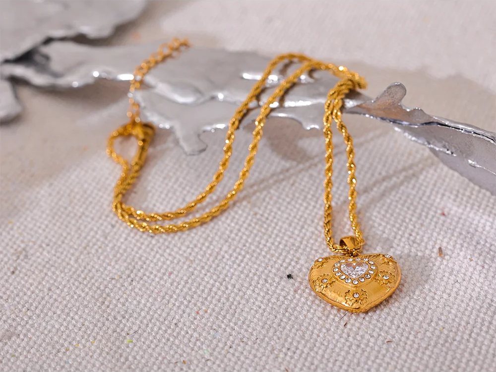 Heart love cz pendant necklace cubic zirconia - product image