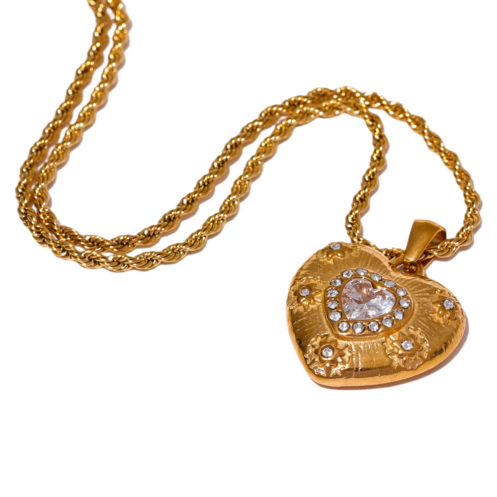 Heart love cz pendant necklace cubic zirconia - product image