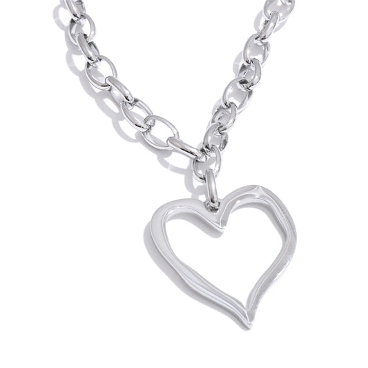 Heart love drop chain pendant necklace - product image