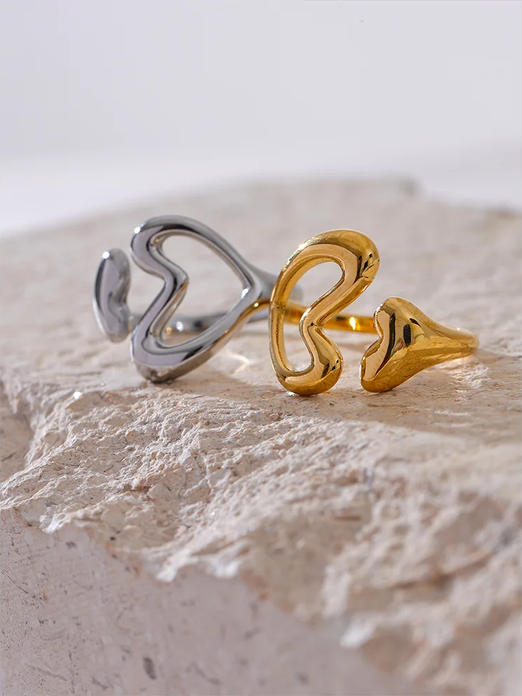 Heart love hollow minimalist chic ring - product image
