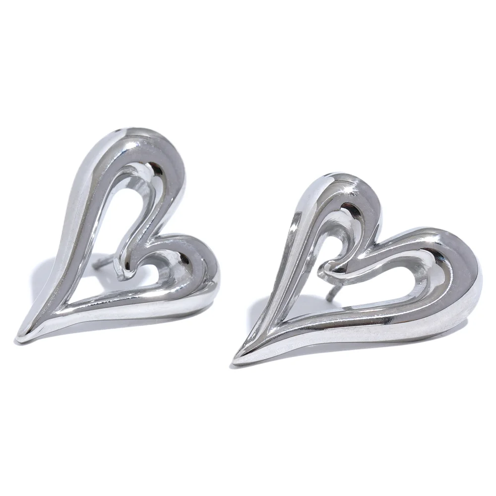 Heart love hollow stud earrings women - product image