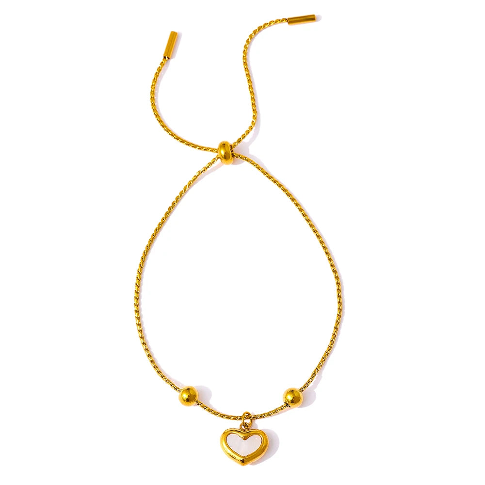 Heart natural shell beach chain bracelet women - product image