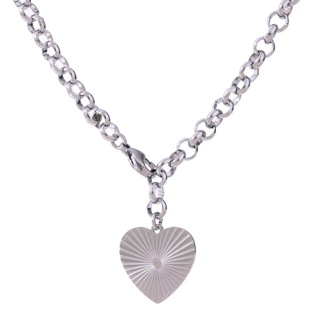 Heart rose flower pendant trendy statement necklace - product image