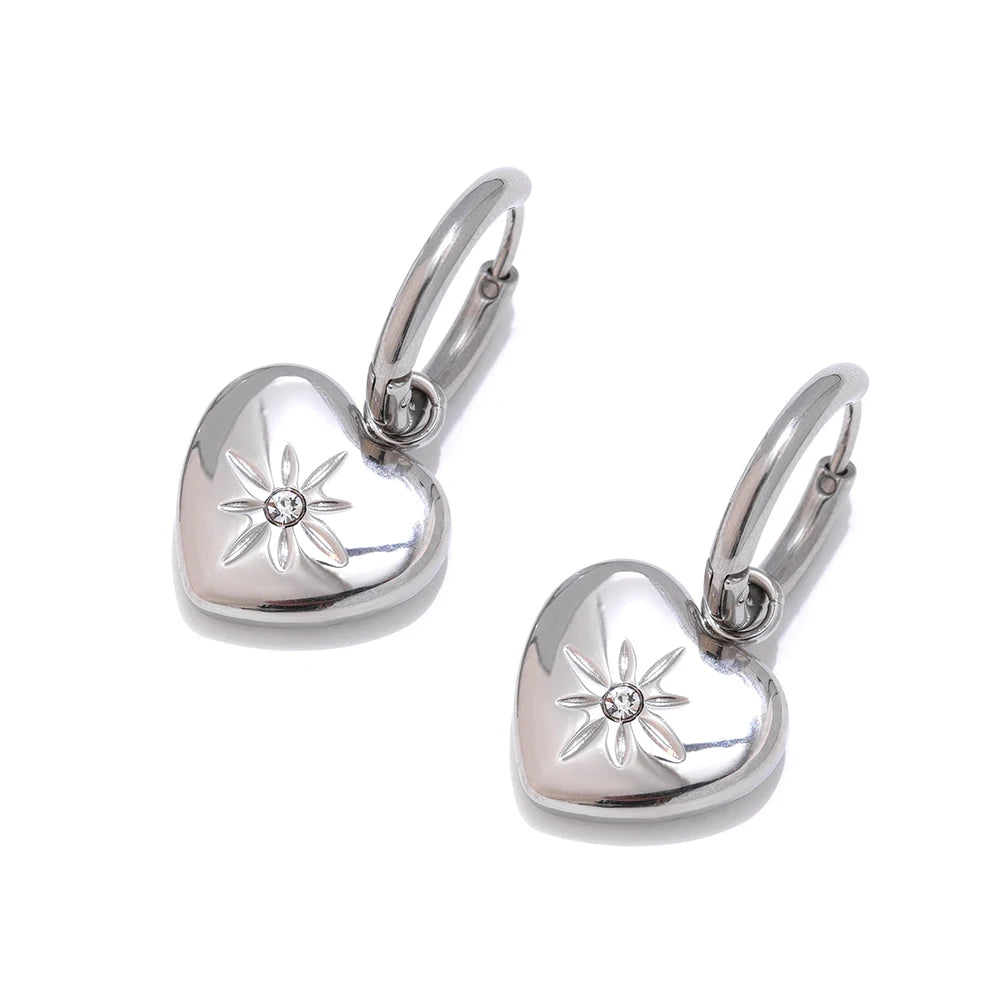 Heart shape huggie hoop earrings women gift - product image