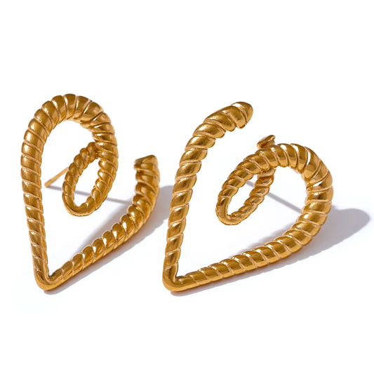 Heart sweet hollow gold color stud earrings - product image
