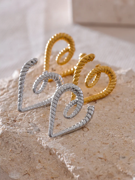 Heart sweet hollow gold color stud earrings - product image