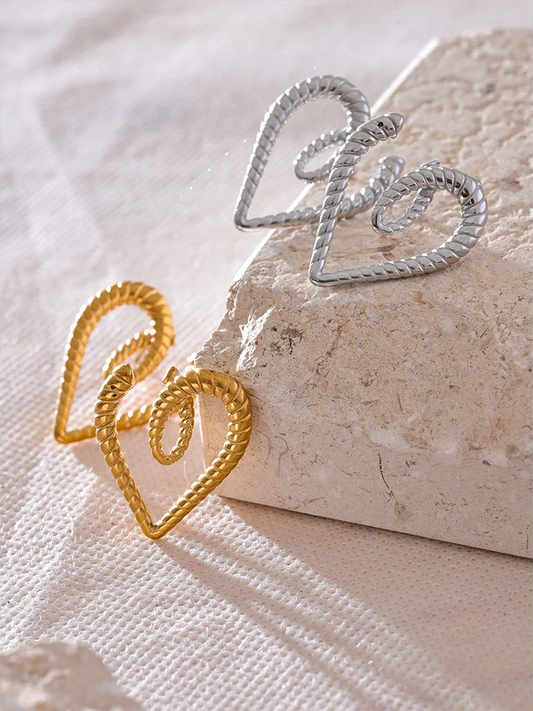 Heart sweet hollow gold color stud earrings - product image