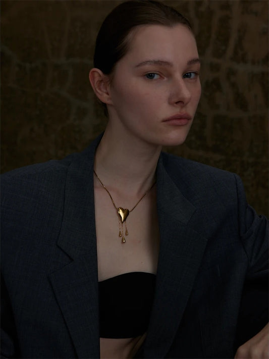 Heart water drop polished high quality necklace - product image