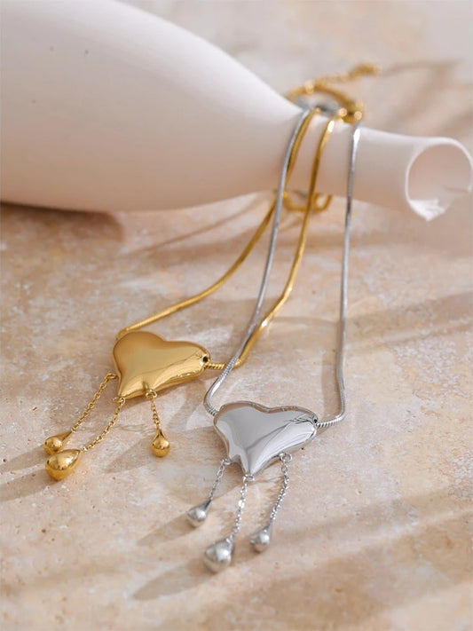 Heart water drop polished high quality necklace - product image