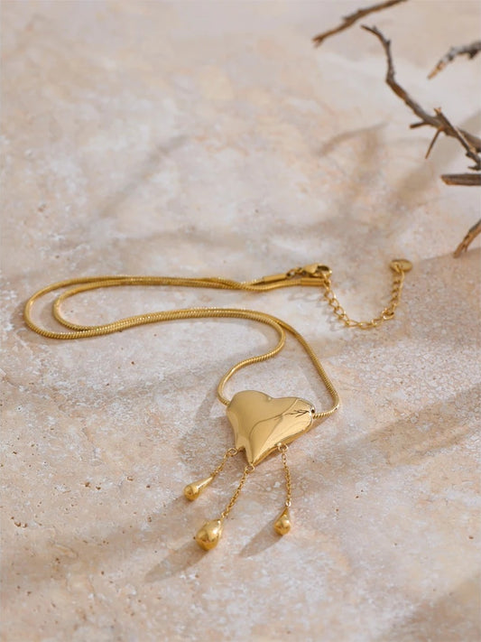 Heart water drop polished high quality necklace - product image
