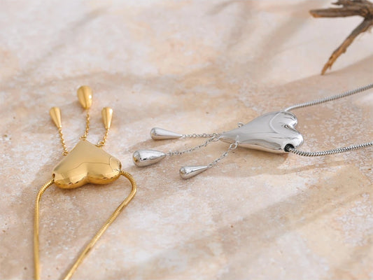 Heart water drop polished high quality necklace - product image