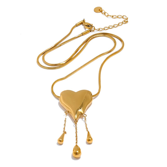 Heart water drop polished high quality necklace - product image