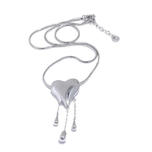 Heart water drop polished high quality necklace - product image