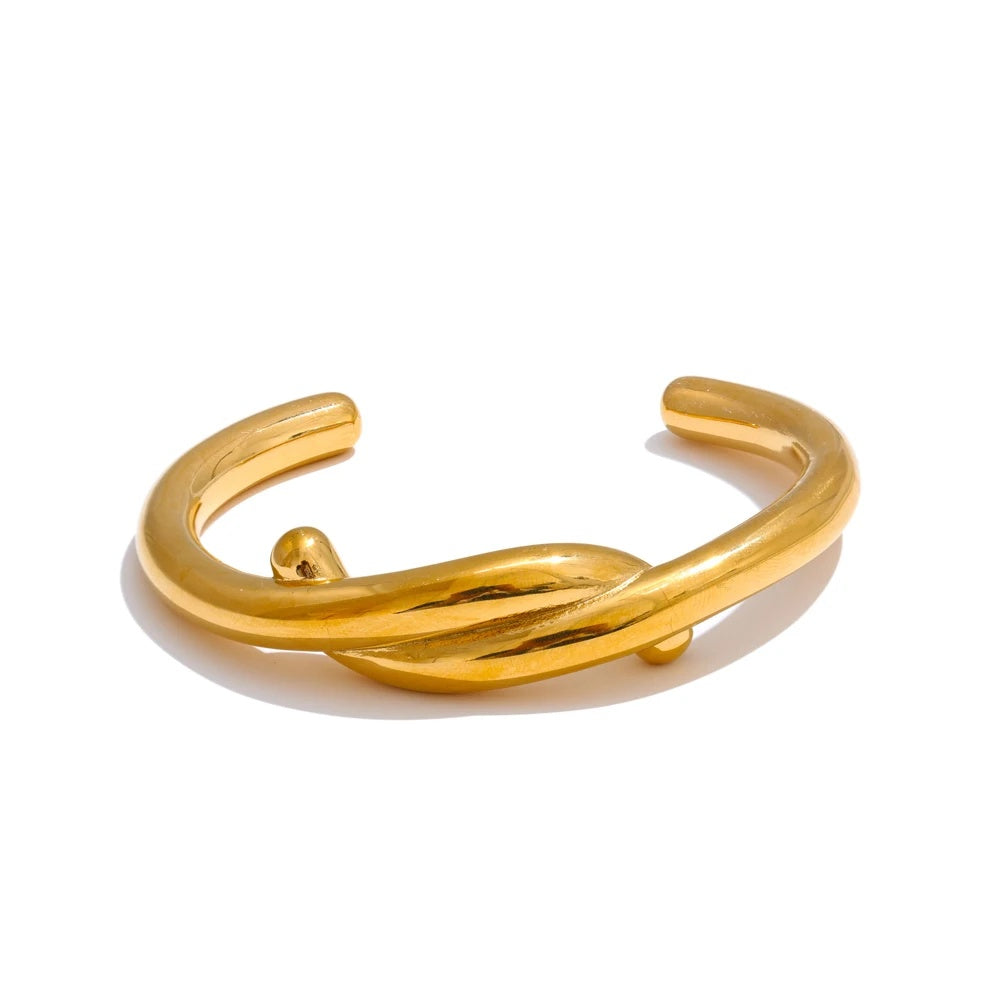 Heavy personalized metal knot cuff bracelet - product image