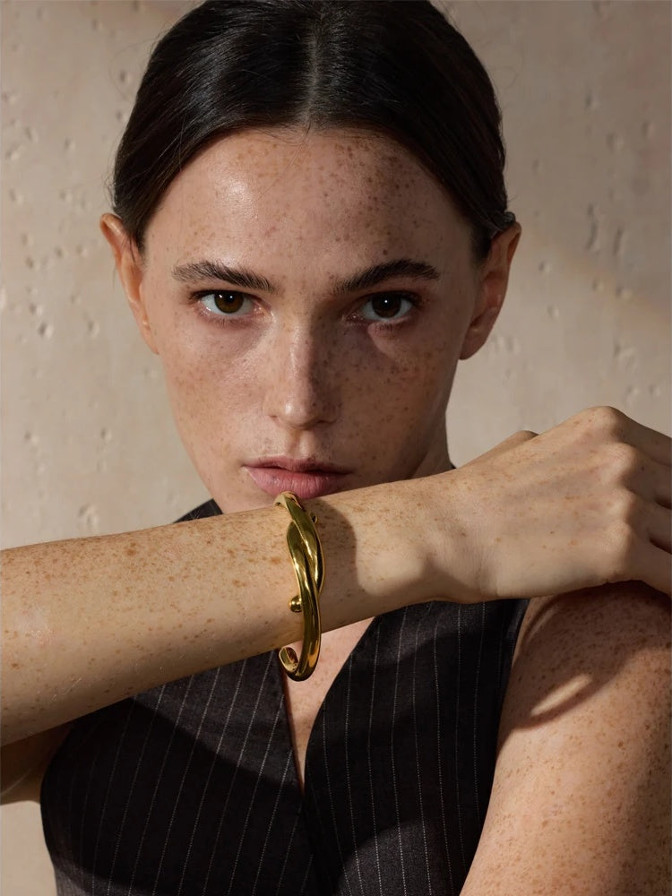 Heavy personalized metal knot cuff bracelet - product image