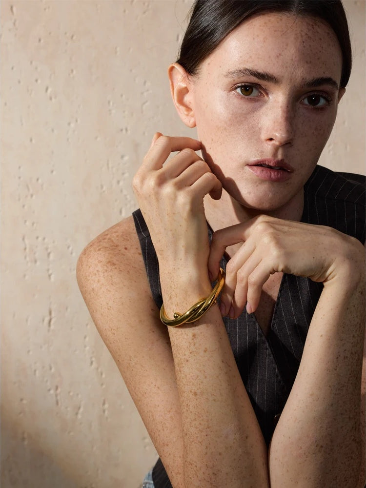 Heavy personalized metal knot cuff bracelet - product image